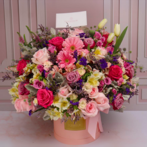 Box mix de flores rosadas