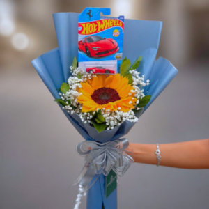 Ramo de un hotwheels y girasol